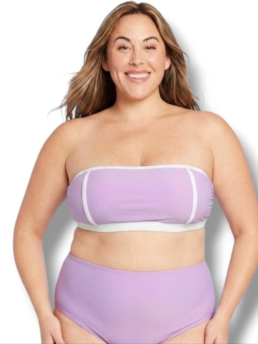 Kona Sol Plus Size Purple Terry Bandeau Bikini Top 14W NWOT